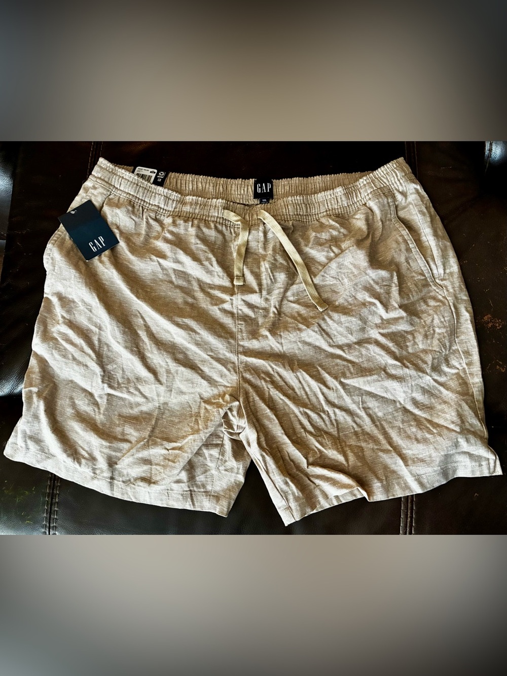 BNWT GAP Men's Khaki Linen-Blend Drawstring Shorts